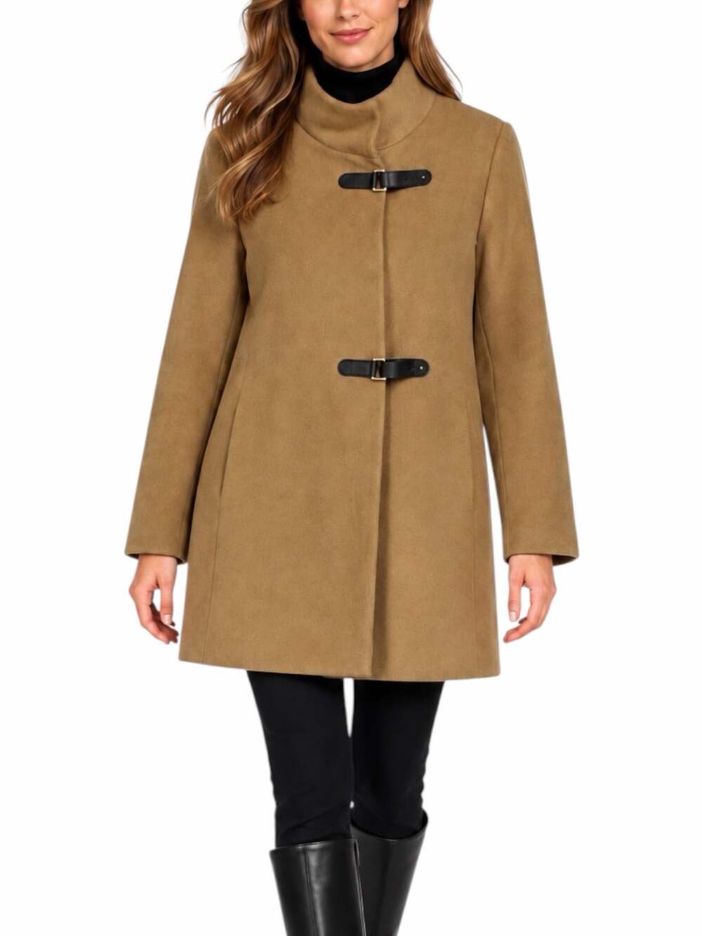 Lauren Ralph Lauren Wool Blend Buckle Front Snap Button Coat Camel Size 18